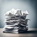 Stack of paper documents in the office - ai generated image