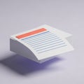 Stack of Paper Documents with Red Header and Blue Lines on a Light Purple Background sheet Royalty Free Stock Photo