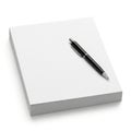 Stack of paper and pen isolated on white background Royalty Free Stock Photo