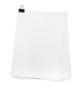 Stack of paper sheets with binder clip on white background, top view Royalty Free Stock Photo