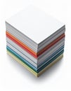Stack of Paper Sheets with Multicolored Edges on a White Background Royalty Free Stock Photo