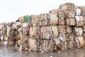 Stack of paper waste at recycling plant Royalty Free Stock Photo