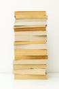 Stack of paperback books against white background with only the pages showing Royalty Free Stock Photo
