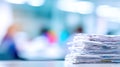 Stack of papers on a desk in an office environment Royalty Free Stock Photo