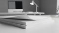 Stack of Papers with Folded Up Corner on Desk Royalty Free Stock Photo