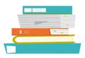 Stack of papers and folders vector illustration.