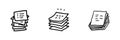 Stack Of Papers Line Icon Set In Doodle Style. Document Organization, Office Work, And Paperwork Management Outline Royalty Free Stock Photo