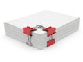 Stack of papers with red clips isolated on white background Royalty Free Stock Photo