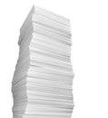 Stack of papers on white background