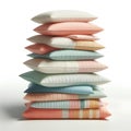 stack of pastel color pillows isolated on white background Royalty Free Stock Photo
