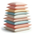 stack of pastel color pillows isolated on white background Royalty Free Stock Photo