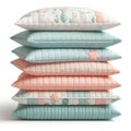 stack of pastel color pillows isolated on white background Royalty Free Stock Photo