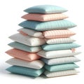 stack of pastel color pillows isolated on white background Royalty Free Stock Photo