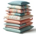 stack of pastel color pillows isolated on white background Royalty Free Stock Photo
