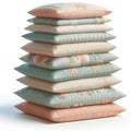 stack of pastel color pillows isolated on white background Royalty Free Stock Photo