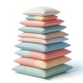stack of pastel color pillows isolated on white background Royalty Free Stock Photo
