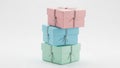 Stack of pastel colored gift boxes isolated on white background Royalty Free Stock Photo