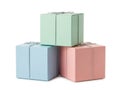 Stack of pastel-colored gift boxes with string bows Royalty Free Stock Photo