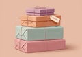 Stack of Pastel-Colored Gift Boxes with 
