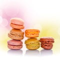 Stack of pastel french macarons