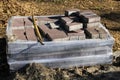 Stack of pavement slabs is ready for usage placed at constru Royalty Free Stock Photo
