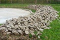 Stack of paving material to building footpath, Hexagon concrete block brick,grunge brick stone for walkway Royalty Free Stock Photo