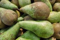 Stack of pears on a market stall Royalty Free Stock Photo