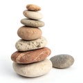 Stack of Pebbles Isolated on White Background Royalty Free Stock Photo