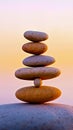 A stack of pebbles stacked on top of each other on a rock Royalty Free Stock Photo