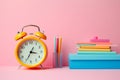 Concept studying education book notebook alarm learn school background colorful clock pencil Royalty Free Stock Photo