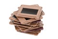 Stack of photo slides on white background Royalty Free Stock Photo