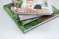 A stack of photobooks. beautiful, convenient and long-lasting photo storage
