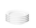 Stack pile of clean white ceramic plates vector illustration on white background realism style