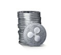 A stack or a pile of silver Ripple coins XRP growth concept