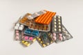 Stack of pills on a white background Royalty Free Stock Photo