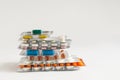 Stack of pills on a white background Royalty Free Stock Photo