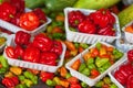 Stack of Piment cabri on a market stall