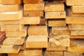Stack of pine boards for the new building closeup Royalty Free Stock Photo