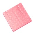 Stack of pink dotted paper napkins on white background