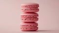 Stack of pink macarons on pink background, minimalist dessert and pastel food concept Royalty Free Stock Photo