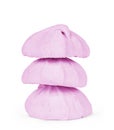 Stack of pink and marshmallows on a white background Royalty Free Stock Photo
