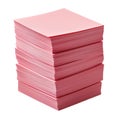 Stack Of Pink Paper Sheets. Office Supplies And Stationery Concept Isolated On Transparent Background Royalty Free Stock Photo
