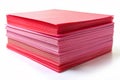 Stack of Pink and Red Paper Isolated on White Background Royalty Free Stock Photo