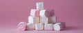 Stack of pink and white marshmallows on a pink background, sweet food concept Royalty Free Stock Photo