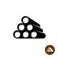 Stack of pipes black silhouette 3d perspective icon Royalty Free Stock Photo