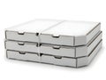 Stack of pizza boxes on white background for food delivery service Royalty Free Stock Photo