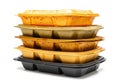 A stack of plastic food containers in different colors Royalty Free Stock Photo