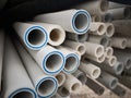 Stack of plastic LDPE water pipes Royalty Free Stock Photo
