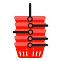 Stack plastic shop basket icon, flat style