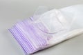 Stack of plastic transparent reclosable zipper storage bags close-up Royalty Free Stock Photo